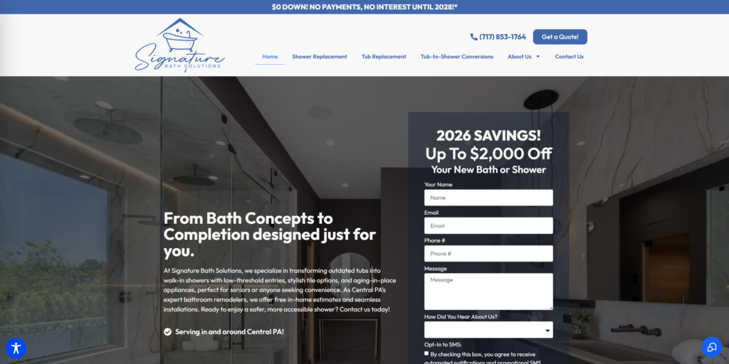 Signature Bath Solutions Website Home page