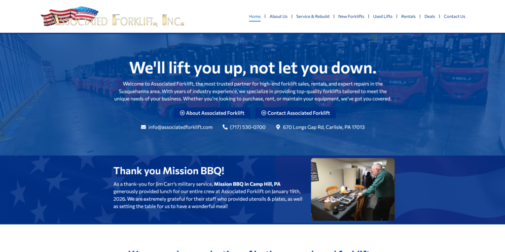 Associated Forklift Website Home Page